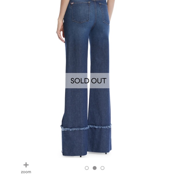 Alice + Olivia Gorgeous High-Rise Wide-Leg Jeans with exaggerated hem - Picture 1 of 9